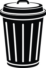 Trash bin silhouette, Trash bin icon, waste container symbol