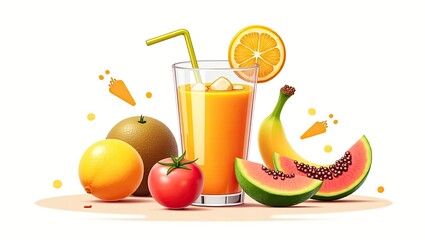 Fototapeta premium juice and fruits