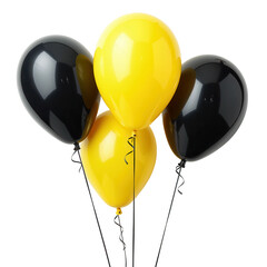 Set of Yellow and Black Balloons on Transparent Background