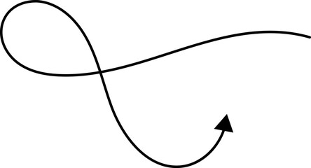 Hand drawn arrows. Hand drawn freehand different curved lines, swirls arrows. Curved arrow line. Doodle, sketch style. Isolated Vector illustration.