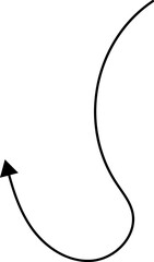 Hand drawn arrows. Hand drawn freehand different curved lines, swirls arrows. Curved arrow line. Doodle, sketch style. Isolated Vector illustration.