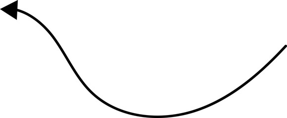 Hand drawn arrows. Hand drawn freehand different curved lines, swirls arrows. Curved arrow line. Doodle, sketch style. Isolated Vector illustration.