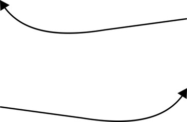 Hand drawn arrows. Hand drawn freehand different curved lines, swirls arrows. Curved arrow line. Doodle, sketch style. Isolated Vector illustration.