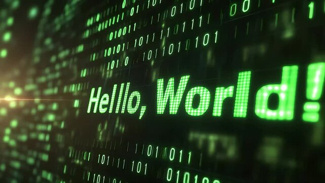 Digital display hello world message