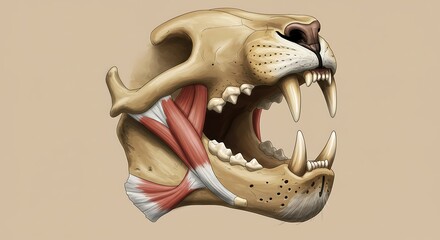 Naklejka premium Feline skull anatomy illustration