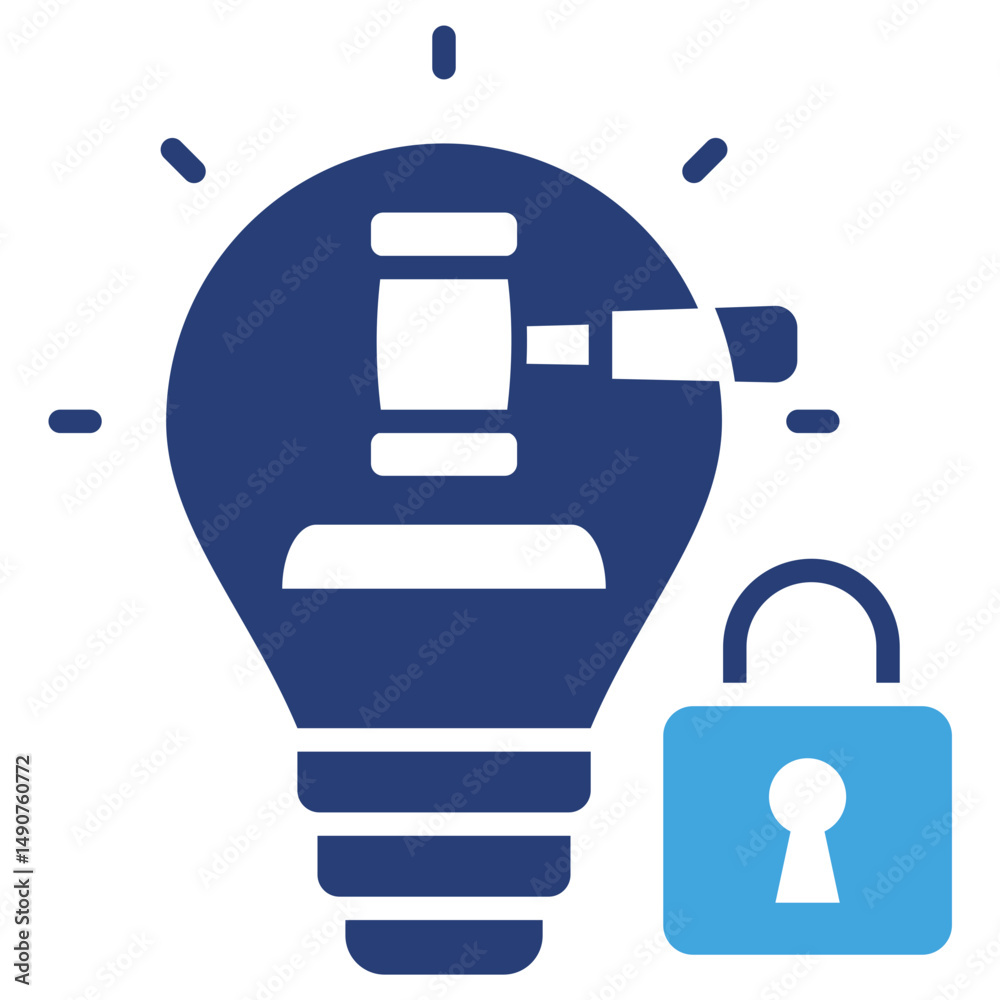 Poster intellectual property two color icon