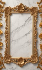 Intricate gold floral frame on luxurious marble  ,  blossom,  background