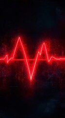 Red Heartbeat Line on a Cosmic Background Symbolizing Vitality Health Energy Life Monitoring Technology and Scientific Progress in Medical Science and Healthcare