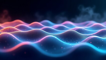 Fototapeta premium High quality Professional Abstract neon waves glowing digital landscape stock image
