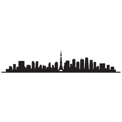 Naklejka premium Tokyo city skyline horizontal banner. Black of Tokyo city, Japan. Vector template for your design. Vector black silhouette. with white background