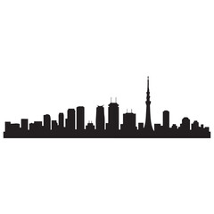 Tokyo city skyline horizontal banner. Black of Tokyo city, Japan. Vector template for your design. Vector black silhouette. with white background