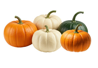 Obraz premium Colorful pumpkins isolated on transparent background