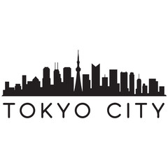 Fototapeta premium Tokyo city skyline horizontal banner. Black of Tokyo city, Japan. Vector template for your design. Vector black silhouette. with white background