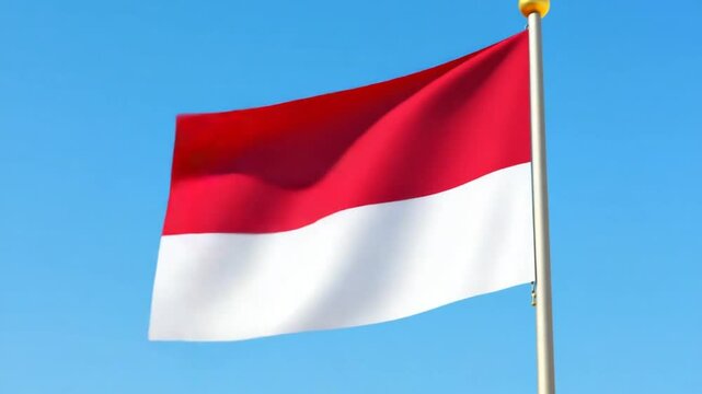Indonesian Flag Against Blue Sky