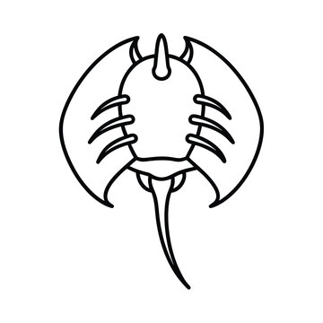 black outline stingray isolated white background clip art preview