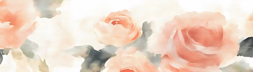 Fototapeta premium Delicate watercolor roses in soft pastel hues.