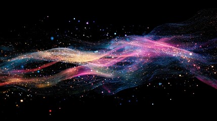 Vibrant Abstract Nebula Formation with Sparkling Star Dust Particles Isolated on a Black Background Space Illustration and Fantasy Theme