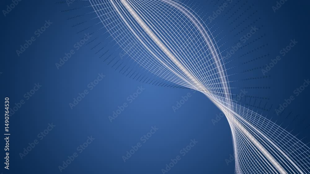 Poster fantastic video animation with stripe wave object in slow motion and space for text, 4096x2304 loop 