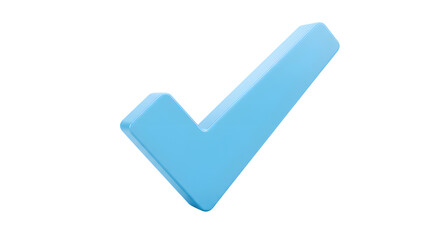 Blue Check Mark Symbol on White Background Completion Concept