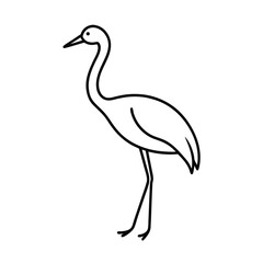 minimalist line art illustration of jabiru bird