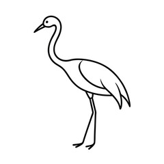 minimalist line art illustration of jabiru bird