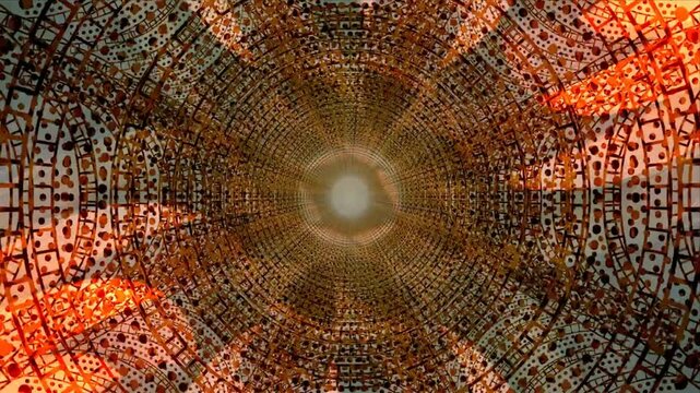 Abstract technology artistic background animation. Future technology, science, tech innovations flowing  glowing golden red color artistic effect seamless loop animation. 4k