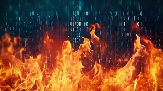 Digital flames and binary code