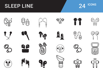 Sleep Mood Icons editor vector set  Bedtime, Moon, Stars, Pillow, Zzz, Dream, Relaxation, Sleep Mask, Night, Cozy, Rest, Nap, Calm, Sleepy Face