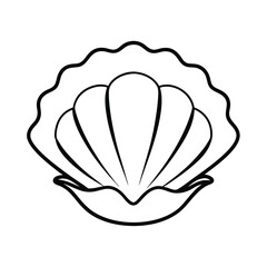 minimalist line art vector of oyster shell