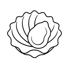 minimalist line art vector of oyster shell