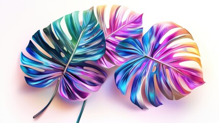 Vibrant, colorful, 3D tropical leaves
