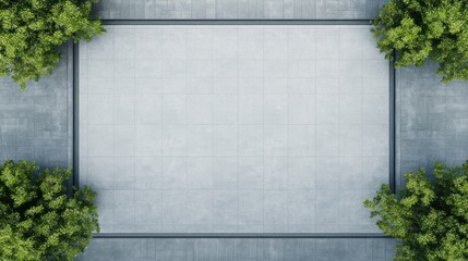 Aerial View of a Tranquil Urban Square