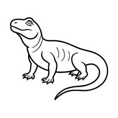 minimal line art vector of komodo dragon reptile