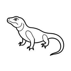 minimal line art vector of komodo dragon reptile