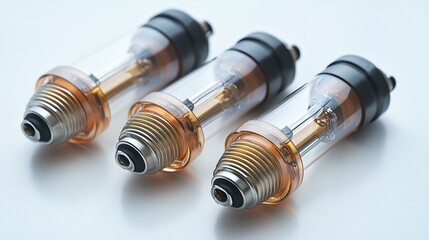 Three clear amber glass tubes