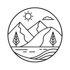 minimal nature icon outline line art vector