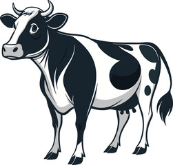 Fototapeta premium Holstein Cow: A detailed illustration showcasing a classic Holstein cow, known for its distinctive black and white pattern.