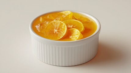 Citrus dessert in white bowl