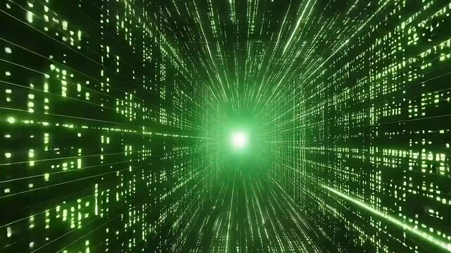 Digital green matrix tunnel