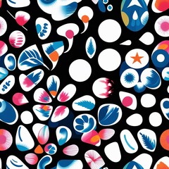 Harmonious blend of natural elements &mdash; stylized leaves, soft flower petals, flowing wave arcs &mdash; combined with clean geometric forms and abstract movement lines in a seamless layout  