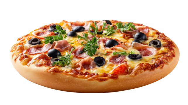 Gourmet Pizza Delight: a mouthwatering photograph of a pizza, laden with vibrant toppings, tempting the viewer with its aroma and visual appeal. 