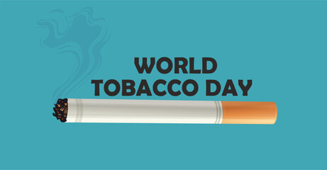 World Tobacco Day Awareness Illustration Depicting a Cigarette on a Global Background