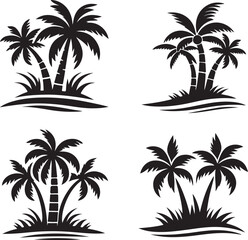 Coconut tree silhouette vector