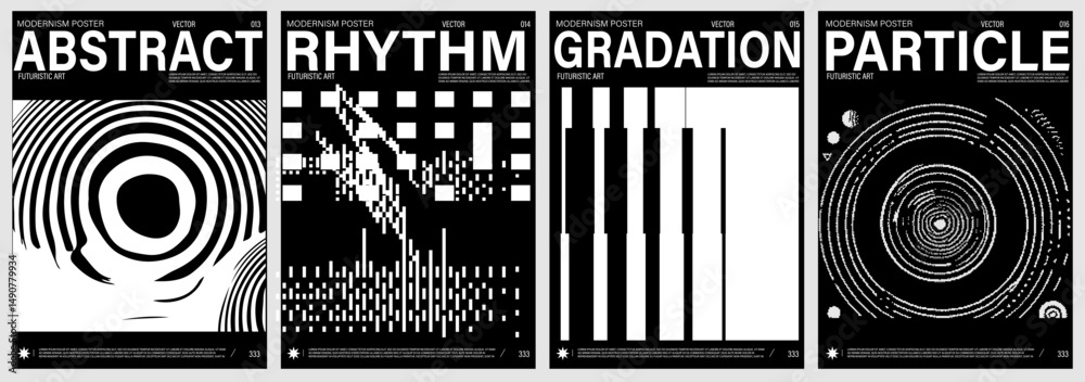 Poster modern vector posters with bold black and white geometric patterns exemplify a minimalistic, futuris