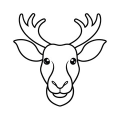 simple line art drawing of female moose face vector