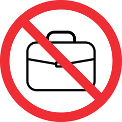No suitcase sign. Forbidden signs and symbols.