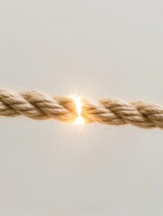 Fraying rope glowing at breaking point
