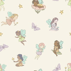 Cartoon Illustration of a Flying Fairy, Whimsical Vector Character