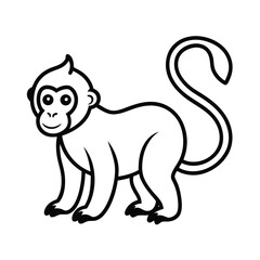 simple mandrill line art vector of baby primate 