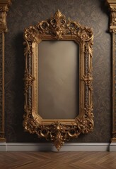 Ornate frames with swirling patterns against luxurious damask backdrop ,  floral,  elegant,  damask background